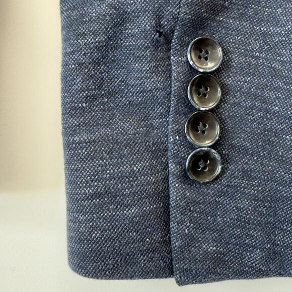 Unstructured Linen Jersey Sport Coat, Navy Blue Melange - Size 40R - Picture 9 of 9